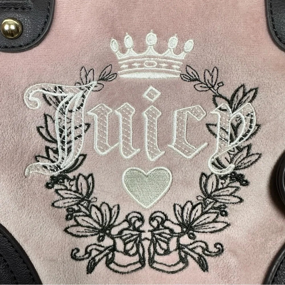 JUICY COUTURE Vintage Heritage White Heart Velour Satchel - Picture 5 of 13